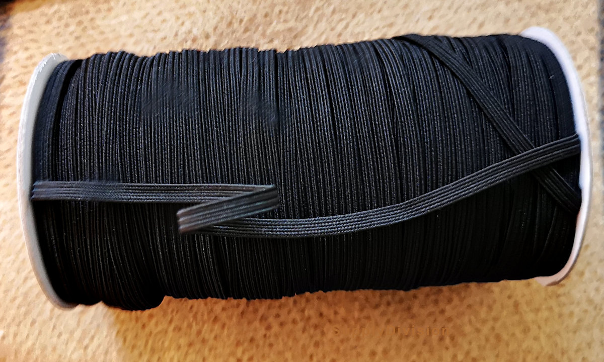 6 cord 5mm Black elastic, 100m reel.